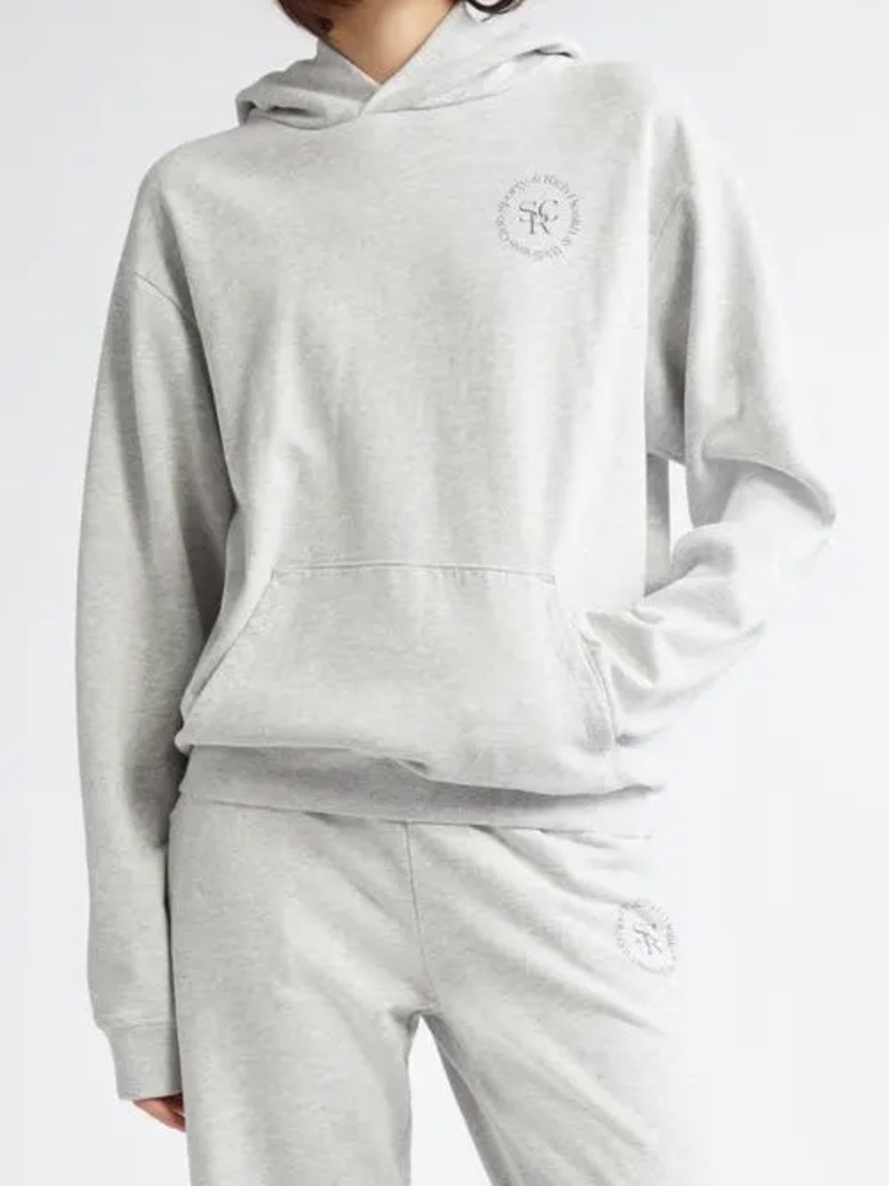 Sporty & Rich Light Gray Hooded Pajama Set